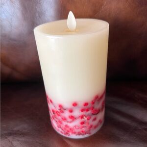 Luminara battery operated candle with berries 6” tall 3 1/2 wide